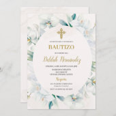 Taufe mit ovaler Lilienform Einladung (Vorne/Hinten)