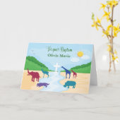 Taufe mit Tieren in Fluss Persönalize Name Karte (Gelbe Blume)