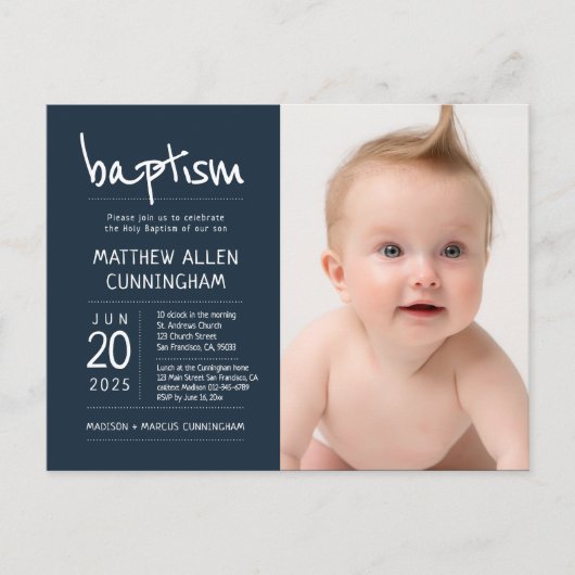 Taufe | Modern + Einladungen für Fotos (Vorderseite)