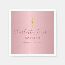 Taufe Modern Rose Gold Schrift Serviette