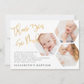 Taufe Moderne Fotos mit einfacher Chic Geometric Dankeskarte (Vorderseite)