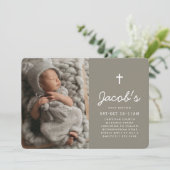 Taufe Moderne Minimalistische, preppy-Foto Einladung (Stehend Vorderseite)