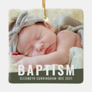 Taufe Modernes, benutzerfreundliches Baby-Foto Keramikornament