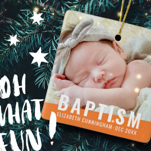 Taufe Modernes, benutzerfreundliches Baby-Foto Keramikornament