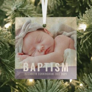 Taufe Modernes, benutzerfreundliches Baby-Foto Ornament Aus Glas