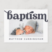 Taufe Modernes, feines, einfaches Foto Vielen Dank Postkarte (Vorderseite)