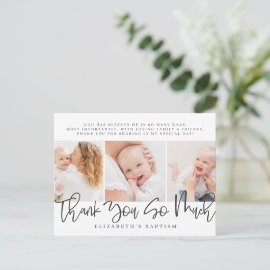 Taufe Modernes Foto Postkarte (Stehend Vorderseite)