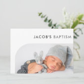 Taufe Modernes Minimalistisches einfaches Foto Dankeskarte (Stehend Vorderseite)