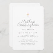 Taufe Modernes Minimalistisches Kreuz Einladung (Vorne/Hinten)
