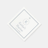 Taufe Monogram Initials Dusty Blue White Serviette (Ecke)