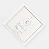 Taufe Monogram Initials Dusty Blue White Serviette (Ecke)