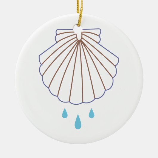 Taufe Muschel Applique Keramik Ornament (Vorne)