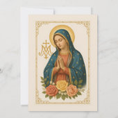 Taufe Mutter Mary Rose Marian Cross Einladung (Rückseite)