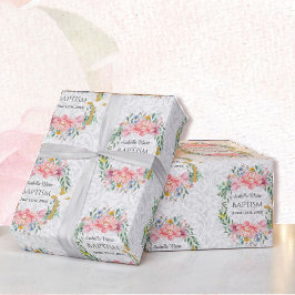 Taufe Name und Datumskorb Blume hinzufügen Geschenkpapier