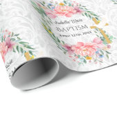 Taufe Name und Datumskorb Blume hinzufügen Geschenkpapier (Rolleneckpunkt)