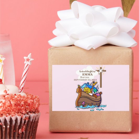 Taufe Noahs Arktochter Personalisiert Rechteckiger Aufkleber (Party)