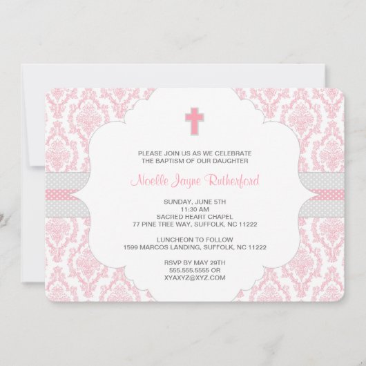 Taufe oder Erste Kommunion Einladung für Mädchen / (Vorderseite)