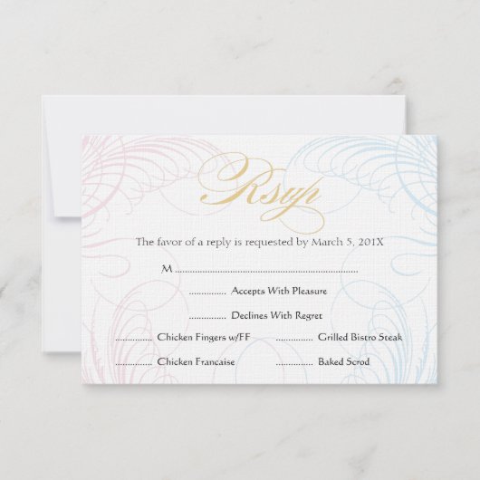 Taufe oder Erste Kommunion UAWG | Blau und Rosa RSVP Karte (Vorderseite)