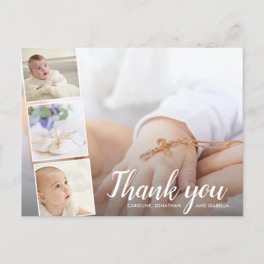 Taufe oder Weihnachten Vielen Dank 4 Foto Collage Postkarte (Vorderseite)