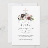 Taufe oder Weihnachtsfeier für Burgund und Blüte Einladung (Vorderseite)