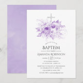 Taufe oder Weihnachtsfeier für Lilac und Silver Fl Einladung (Vorne/Hinten)
