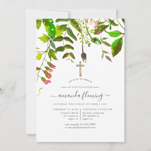 Taufe oder Weihnachtsfeier für Wasserfarben Einladung (Vorderseite)