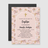 Taufe Pampas Blume Rose Gold Pink Luxus Magneteinladung (Vorne/Hinten)