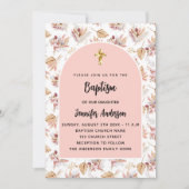 Taufe Pampas Blume Rose Gold Rosa Mädchen Einladung (Vorderseite)