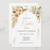 Taufe Pampas Gras Aquarell boho elegant Einladung (Vorne/Hinten)