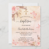 Taufe Pampas-Gras-Blütenschmetterling-Blume Einladung (Vorderseite)