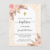 Taufe Pampas Gras Rose Gold Rosa Marmor Einladungspostkarte (Vorderseite)
