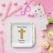 Taufe Party & Goldkreuz, Glitzer, Weiß Pappteller (Party)