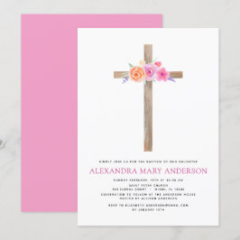 Taufe Pastel Pink Blütenrosa Rosenkreuz Einladung