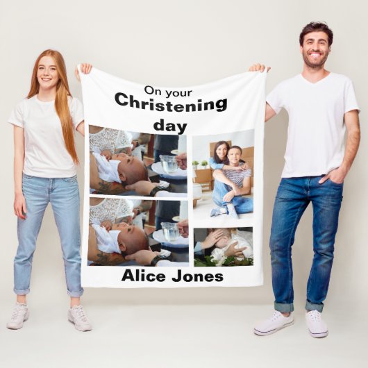 Taufe Personalisiert 4 FotoCollage Fleecedecke (Beispiel)