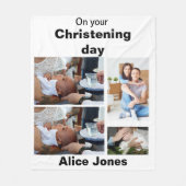 Taufe Personalisiert 4 FotoCollage Fleecedecke (Vorderseite)