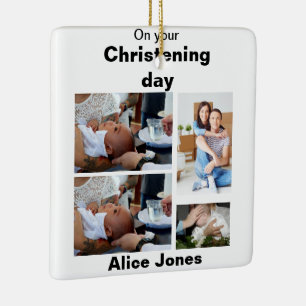 Taufe Personalisiert 4 FotoCollage Keramikornament