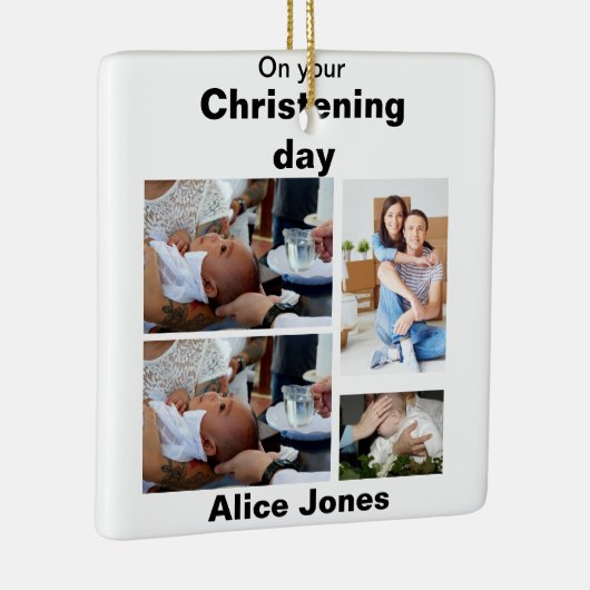 Taufe Personalisiert 4 FotoCollage Keramikornament (Rechts)