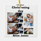 Taufe Personalisiert 4 FotoCollage Keramikornament (Vorderseite)