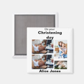 Taufe Personalisiert 4 FotoCollage Magnet (Vorderseite/Rückseite)