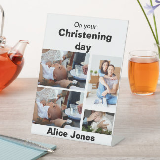 Taufe Personalisiert 4 FotoCollage Sockelschild