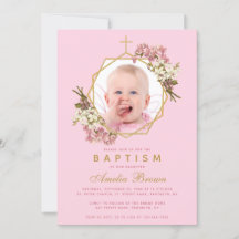 Taufe Pink Girl Foto Orchids Floral Geometric