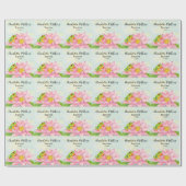 Taufe Pink Seerose & Laubfrosch Geschenkpapier (Flach)