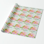 Taufe Pink Seerose & Laubfrosch Geschenkpapier (Ungerollt)