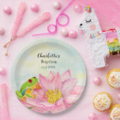 Taufe Pink Seerose & Laubfrosch Pappteller (Party)
