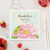 Taufe Pink Seerose & Laubfrosch Serviette (Beispiel)