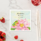 Taufe Pink Seerose & Laubfrosch Serviette (Beispiel)