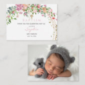 Taufe Pink Watercolor Floral Girl Danke, C Mitteilungskarte (Vorne/Hinten)