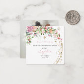 Taufe Pink Watercolor Floral Girl Vielen Dank Mitteilungskarte (Vorderseite/Rückseite Beispiel)