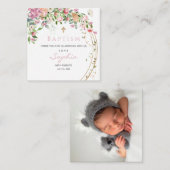 Taufe Pink Watercolor Floral Girl Vielen Dank Mitteilungskarte (Vorne/Hinten)
