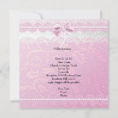 Taufe Pink White Lace Foto Pearl Cross Girl Einladung (Rückseite)